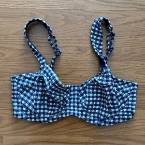 Panache Navy Gingham Bikini Top